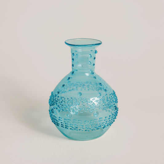 Hand Made Shimmering Blue Glass Bud Vase