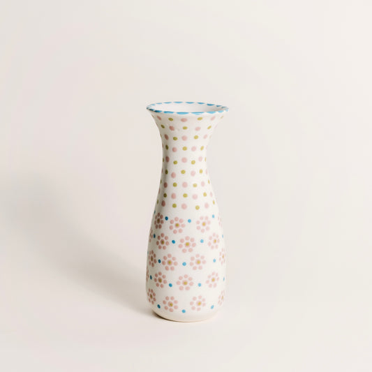 Savannah Blush: Hand-Painted Pink, White and Blue Bud Vase