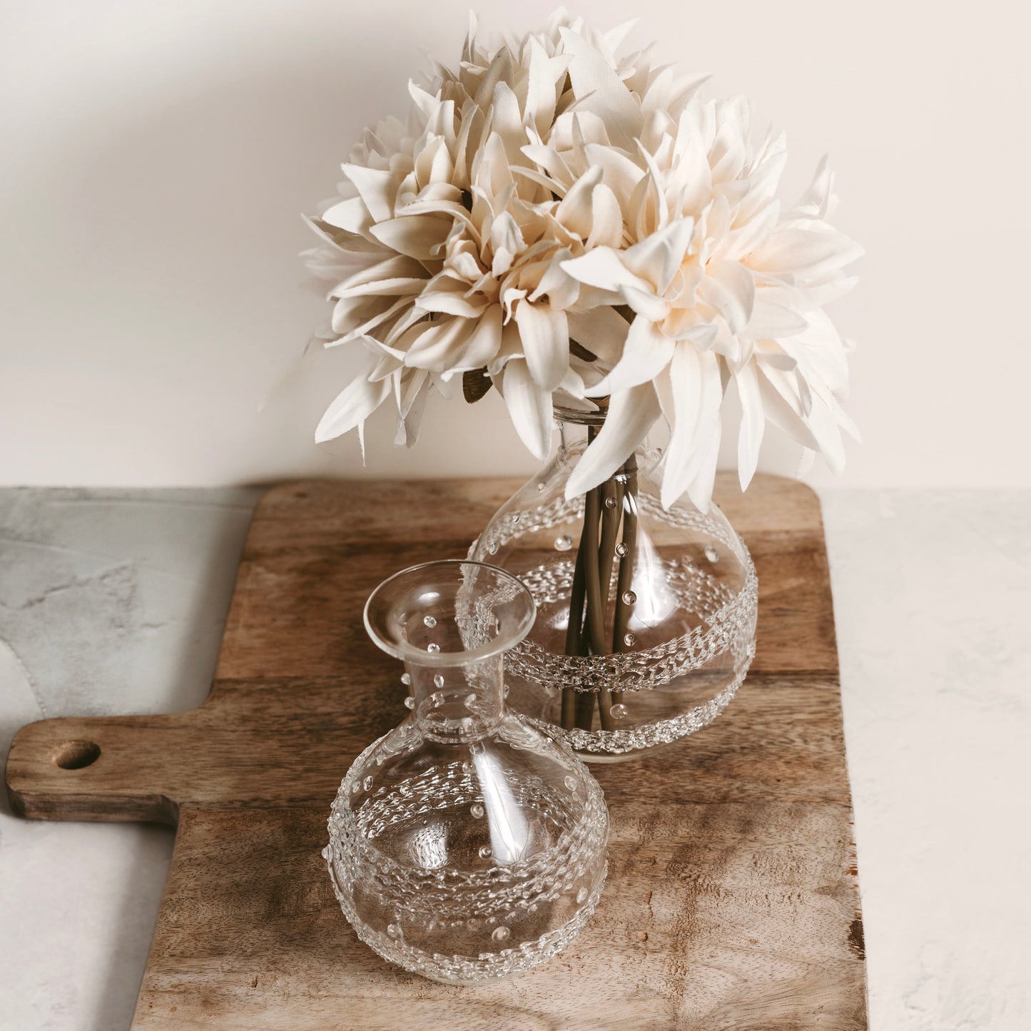 Hand Made Shimmering Clear Glass Bud Vase