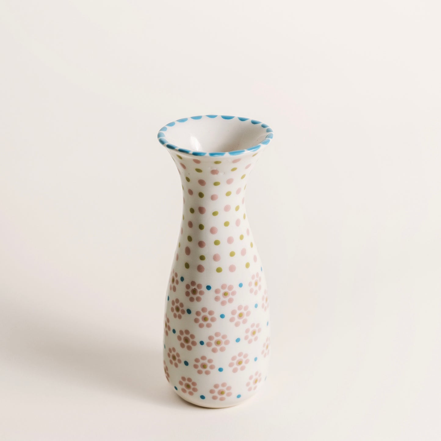 Savannah Blush: Hand-Painted Pink, White and Blue Bud Vase