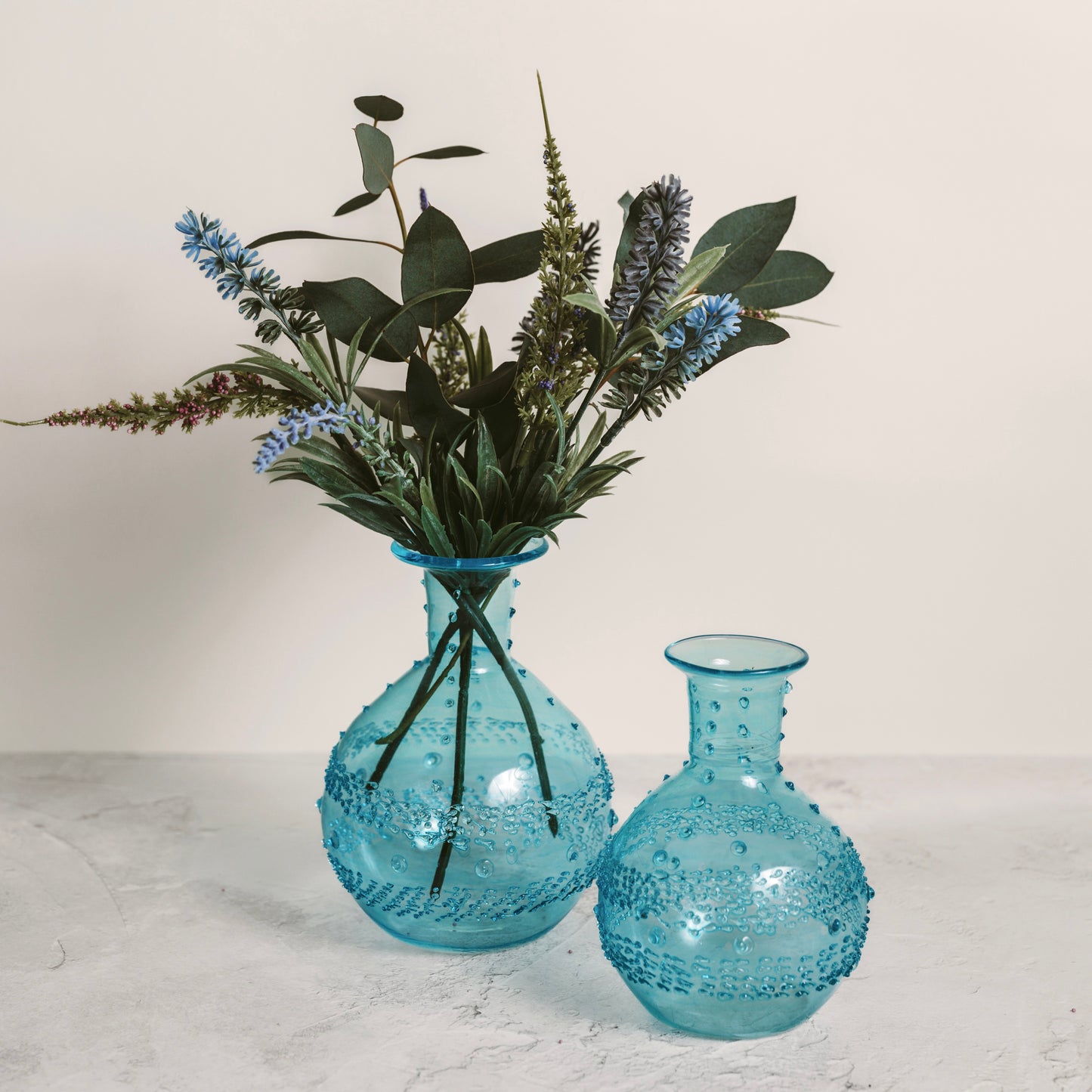 Hand Made Shimmering Blue Glass Bud Vase