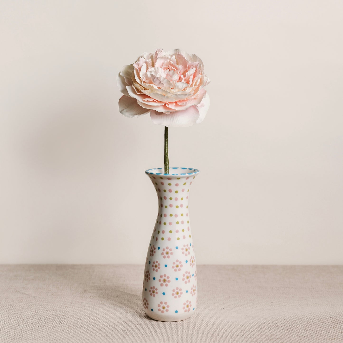 Savannah Blush: Hand-Painted Pink, White and Blue Bud Vase