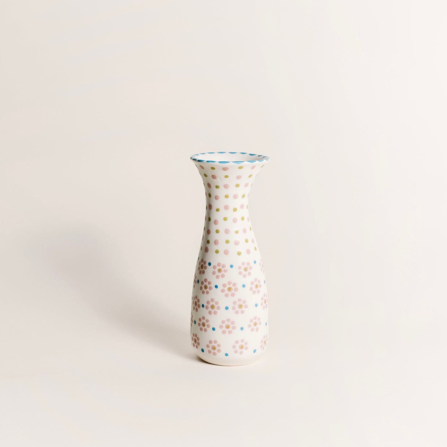 Savannah Blush: Hand-Painted Pink, White and Blue Bud Vase