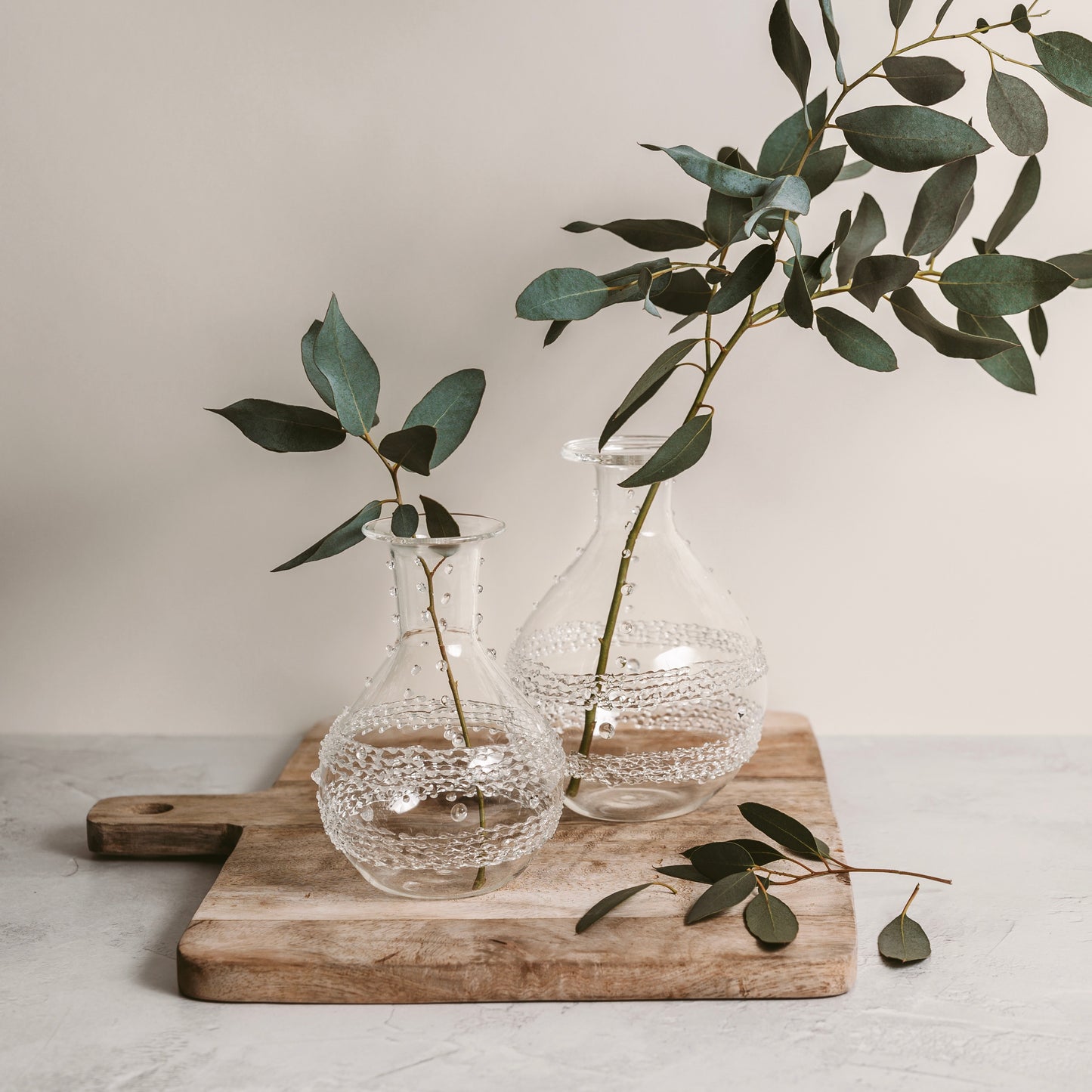 Hand Made Shimmering Clear Glass Bud Vase