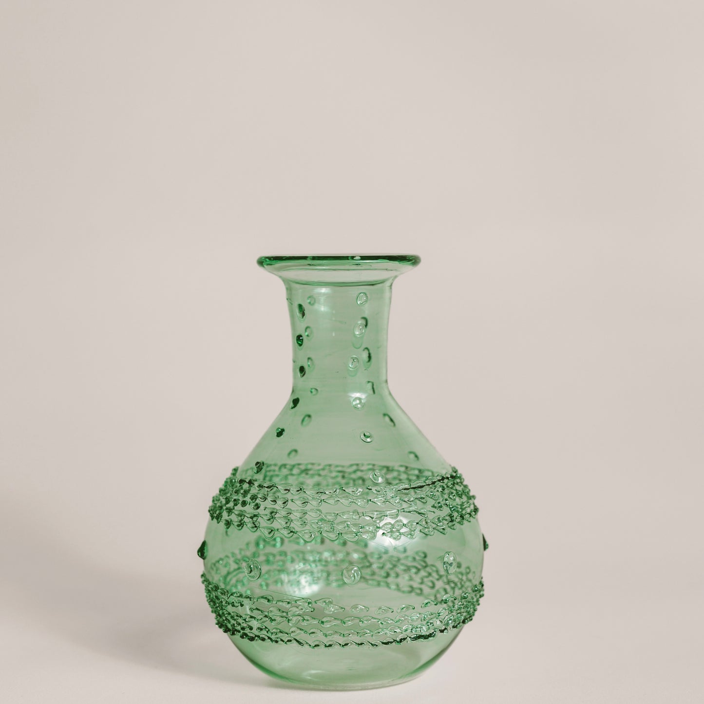 Hand Made Shimmering Green Glass Bud Vase