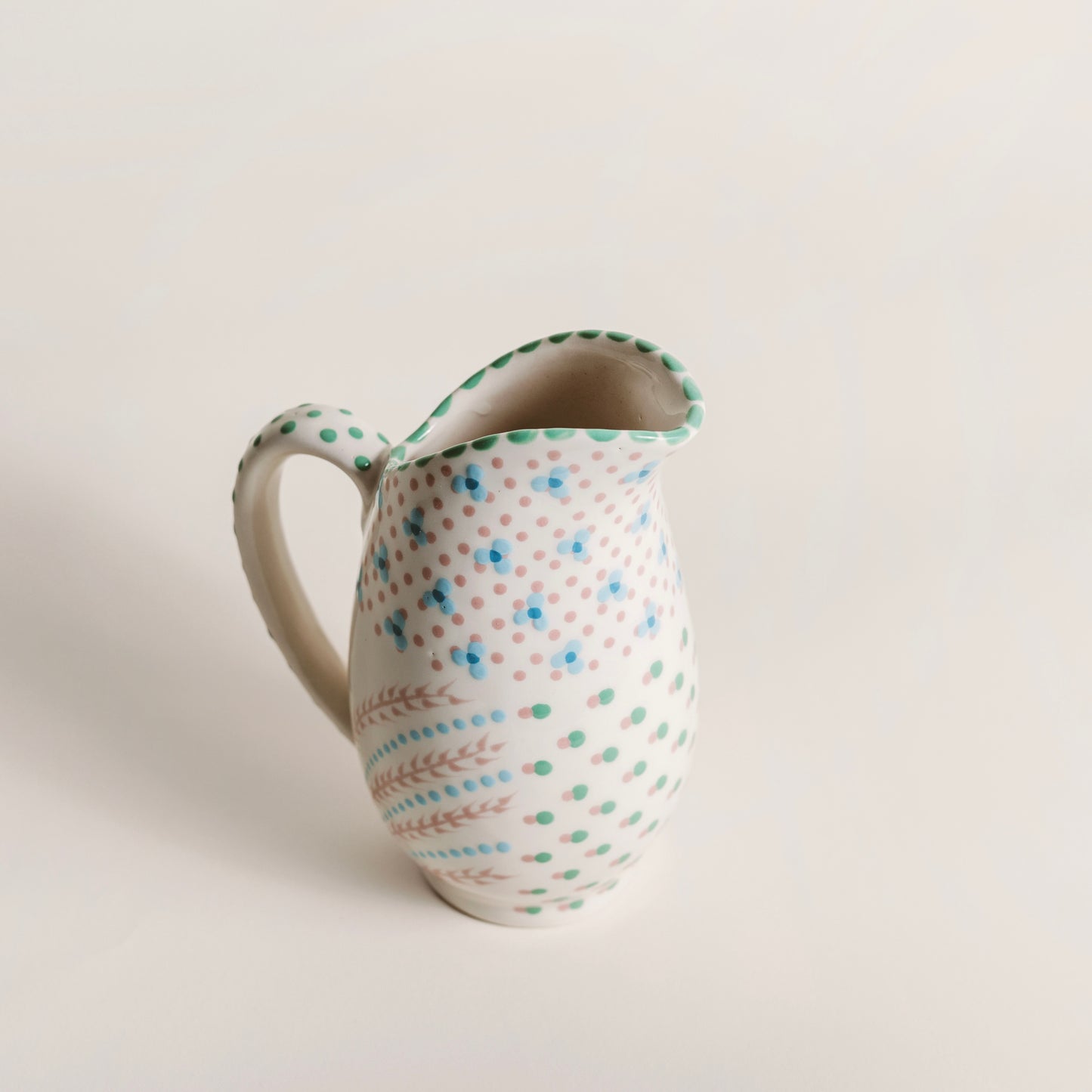 African Dusk: Hand-Painted Pink and White Plump Jug