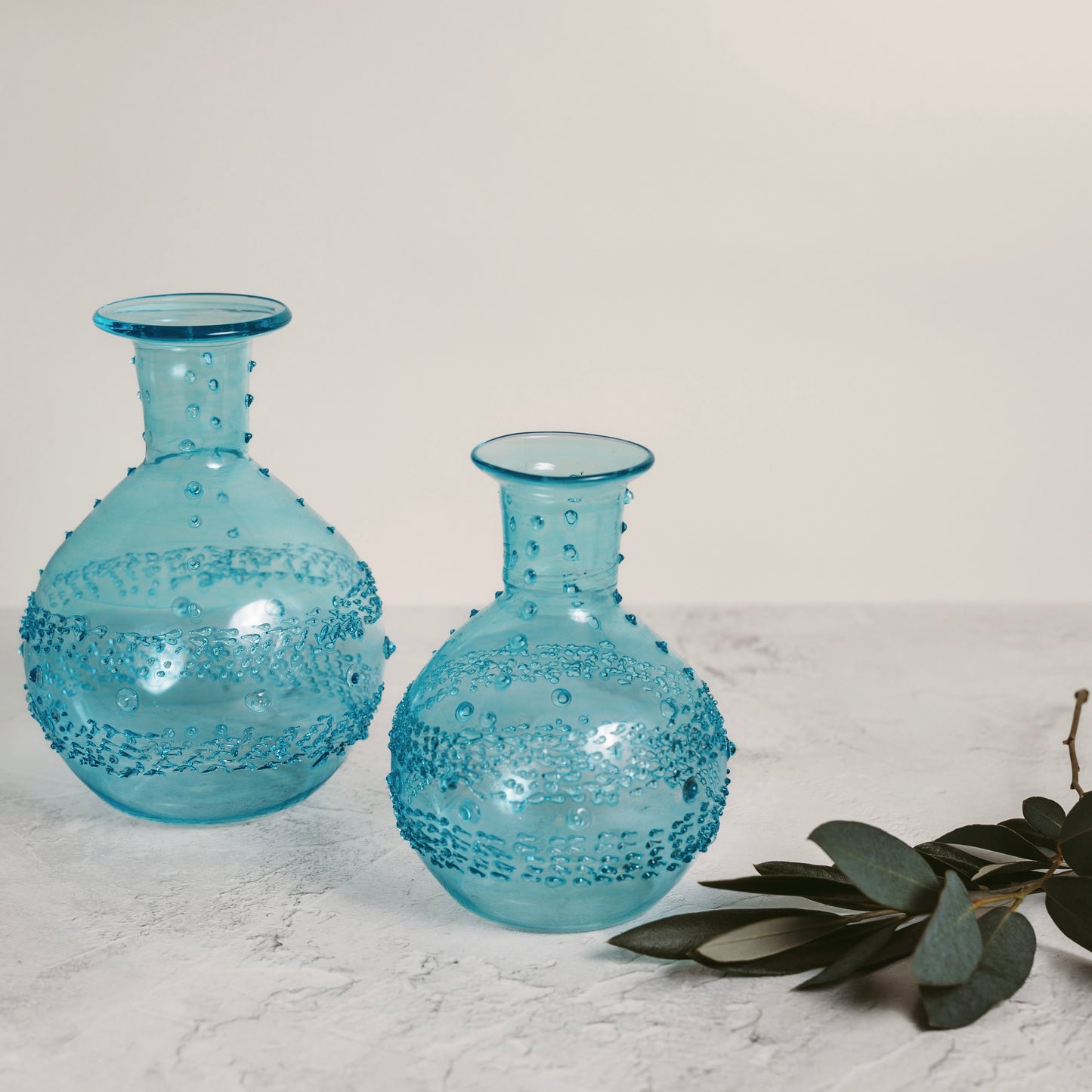 Hand Made Shimmering Blue Glass Bud Vase