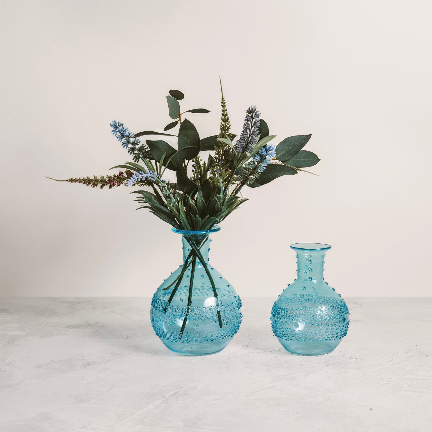 Hand Made Shimmering Blue Glass Bud Vase