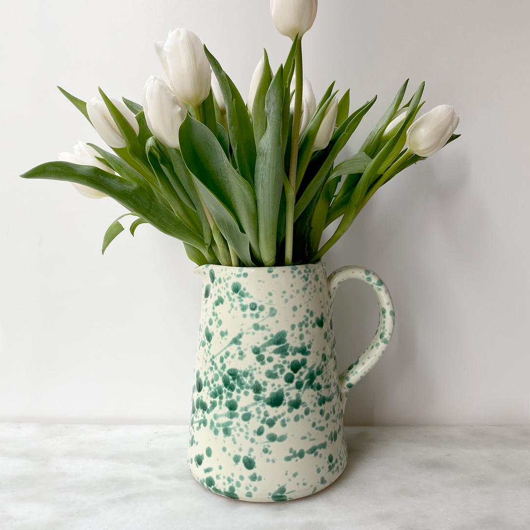 Pistachio Splatter Hand Painted Ceramic Jug