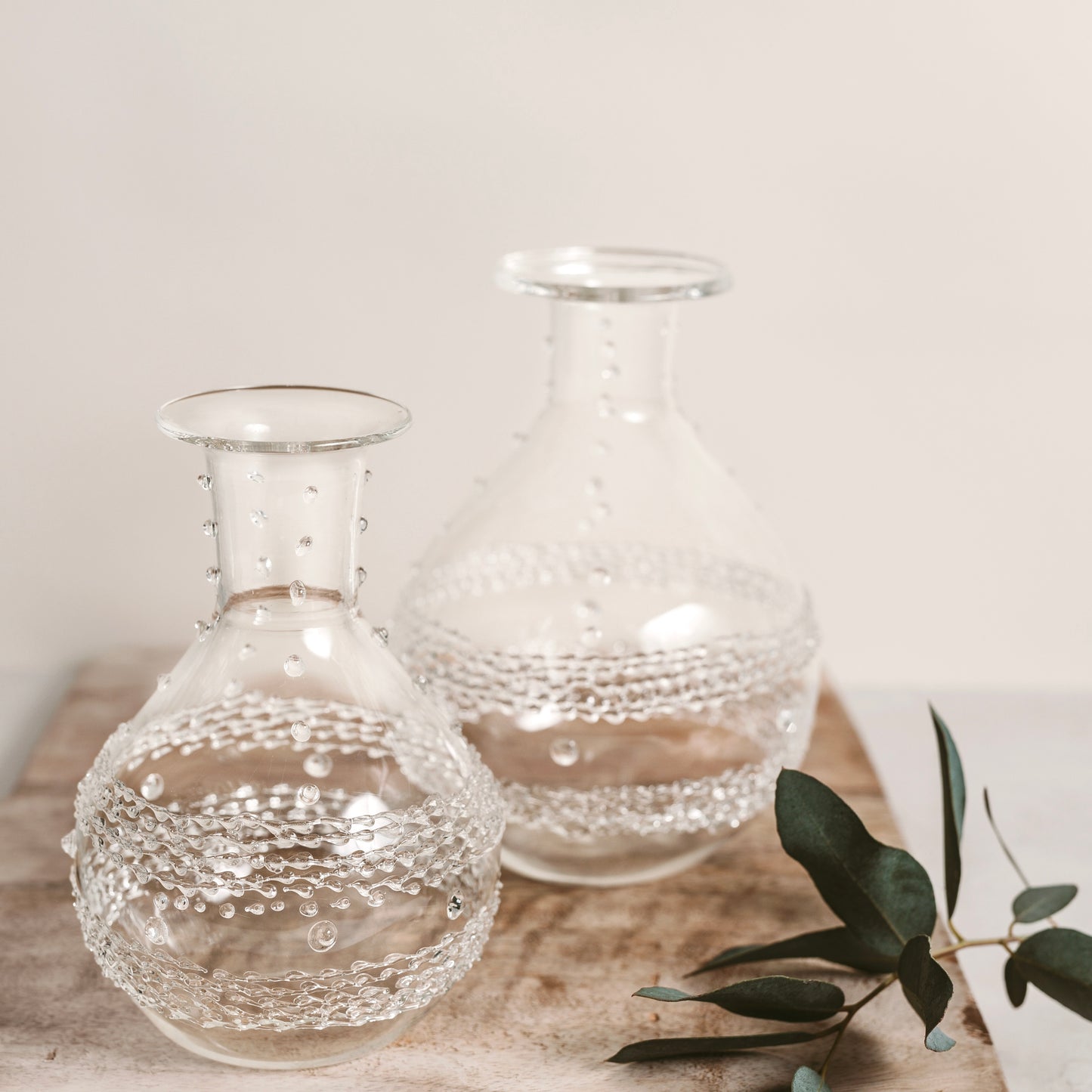 Hand Made Shimmering Clear Glass Bud Vase