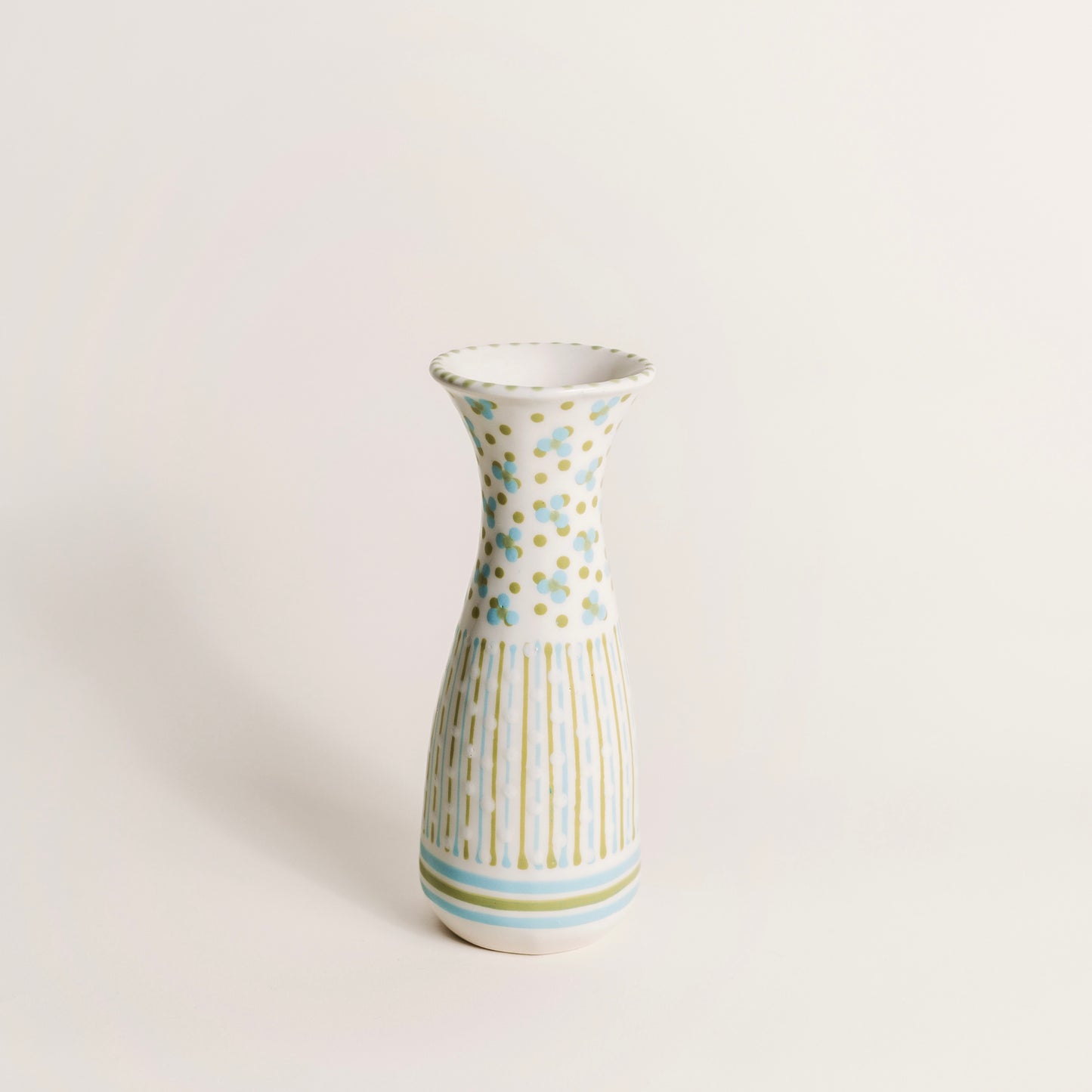 Seaside Serenity: Hand-Painted White, Blue and and Green Bud Vase