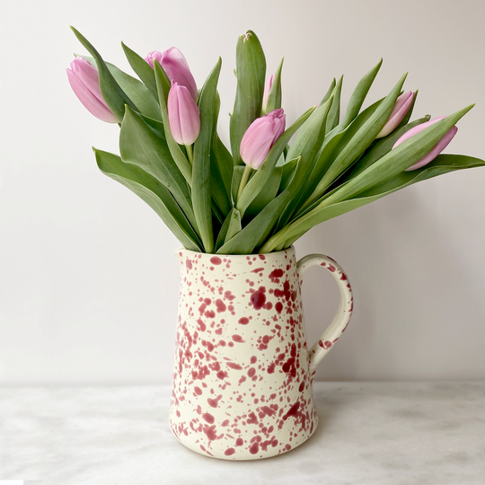 Cranberry Splatter Hand Painted Ceramic Jug