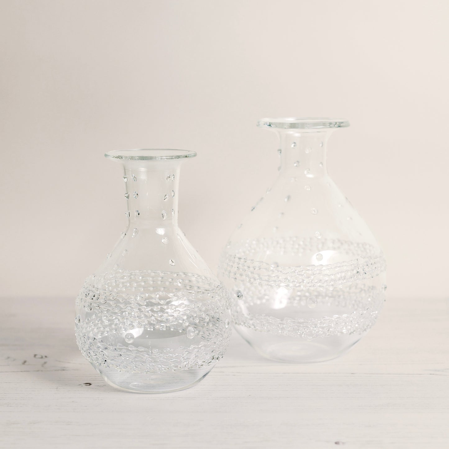 Hand Made Shimmering Clear Glass Bud Vase