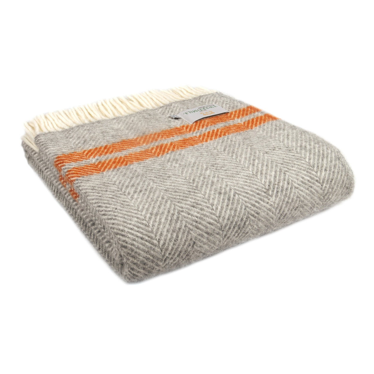 Pumpkin Stripes: Pure Wool Heringbone Blanket